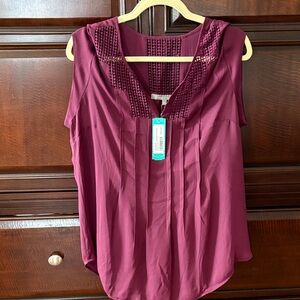 Daniel Rainn Sleeveless Burgundy Blouse